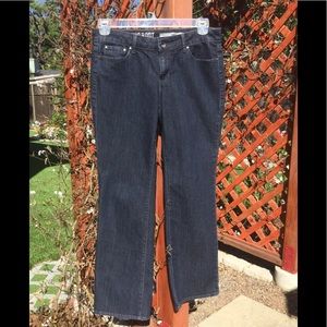 DKNY dark wash, bootcut jeans, size 8P.